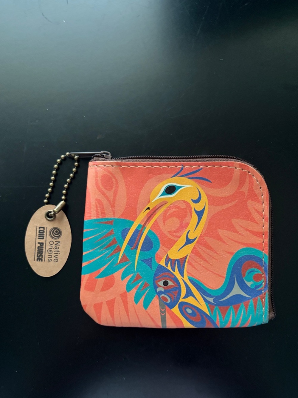 Colorful Bird Print Zip Coin Purse NWT